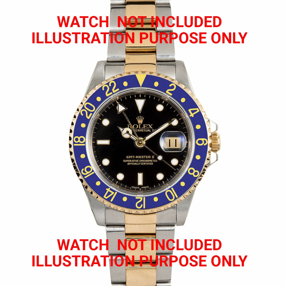 BEZEL+ INSERT RETAINING FOR ROLEX GMT 18K REAL GOLD 16700 16710 16718 16760 BLUE