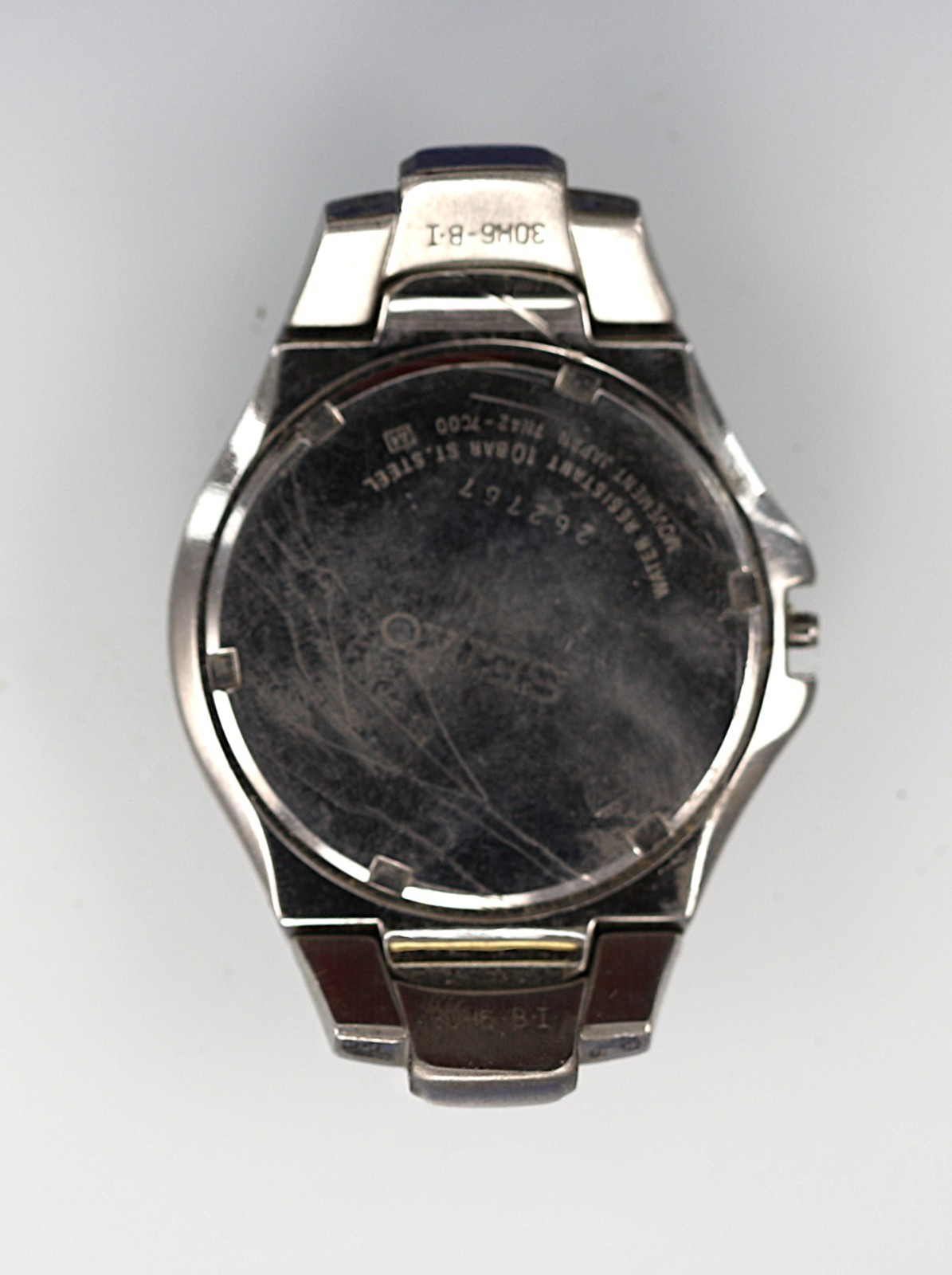 Seiko Watch Men 100m Battery Silver Stainless St 7N42-7000 Blue Date NON-WORKING