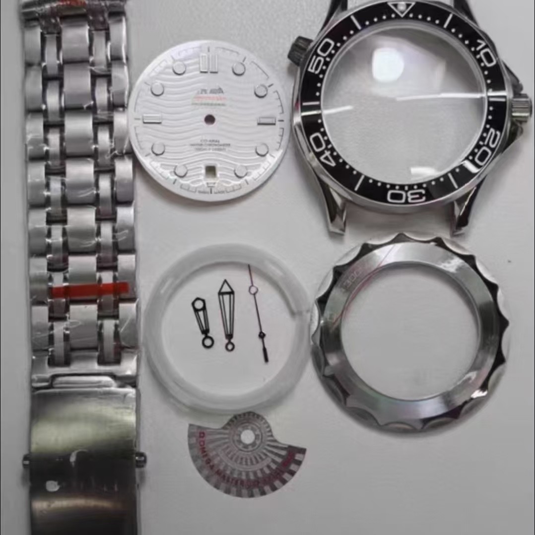 Watch Part Kit for Seamaster 8215 8200 2813 41mm Watch Case+Dial+Hands+Strap