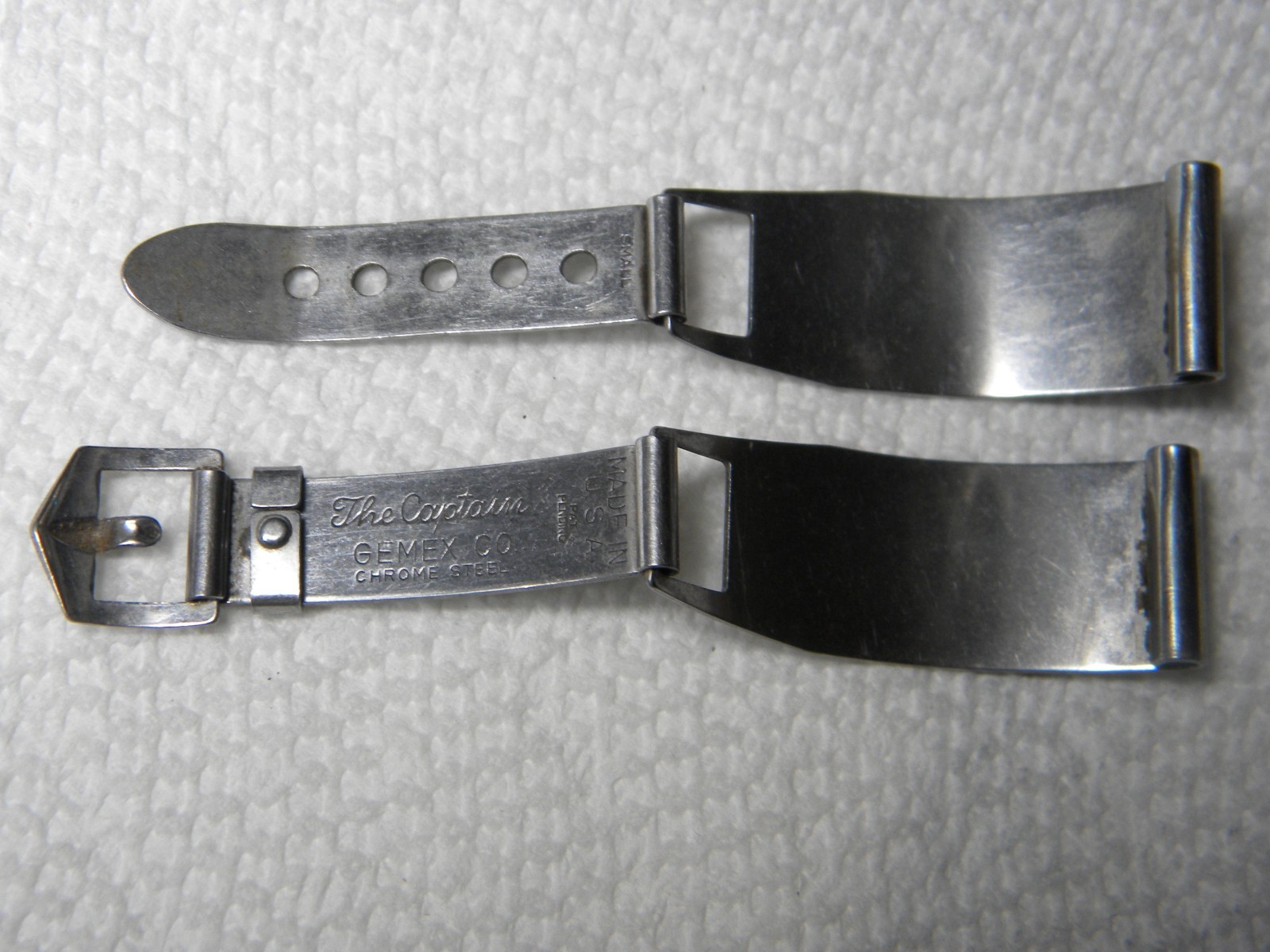 The Captain by Gemex Co Chrome Steel USA Made Watch Band Approx 15.5MM Lug Width