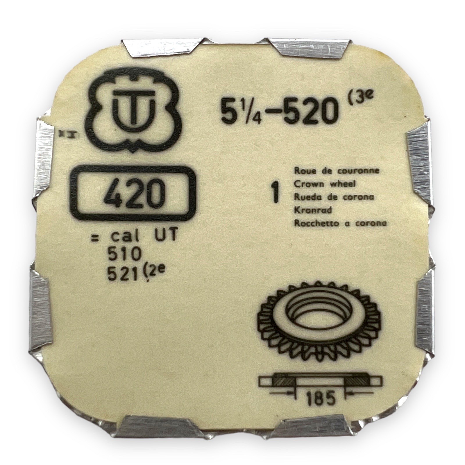 Unitas 520 CROWN WHEEL 420/635 NOS Fits Unitas 510, Unitas 521, Read!