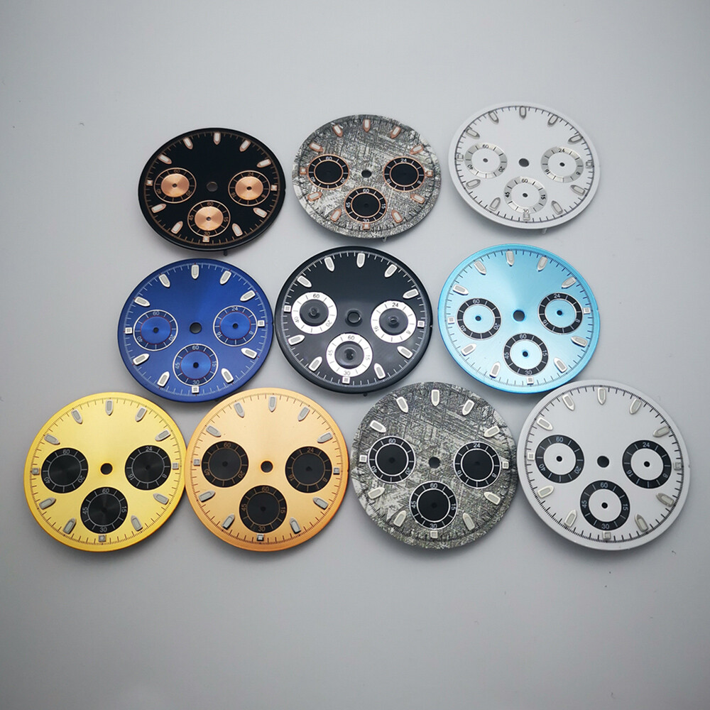 29.5mm sterile luminous black gray white watch dial fit VK63 quartz movement