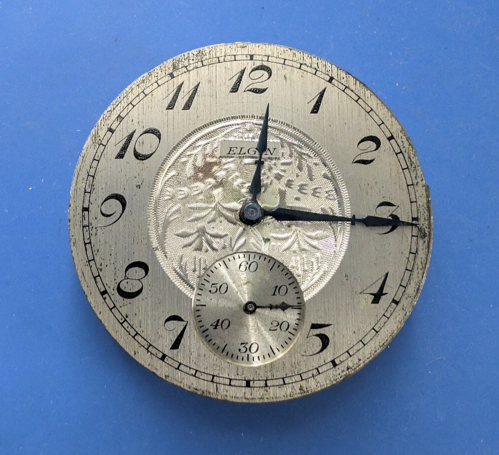 VINTAGE 16 SIZE ELGIN GRADE 387 OPEN FACE POCKET WATCH MOVEMENT OVERBANKED