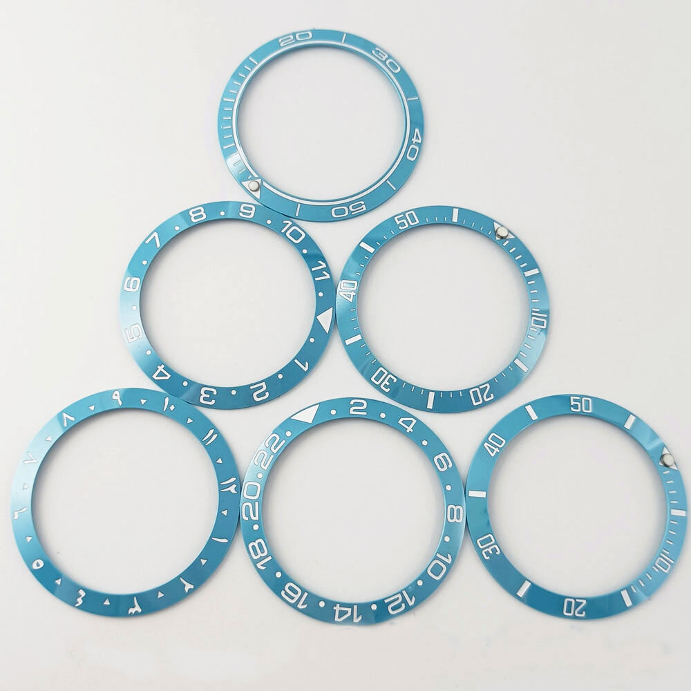 Sky Blue Slope Ceramic Bezel Insert 38mm*30.6mm High quality fit 40mm NH35 Watch