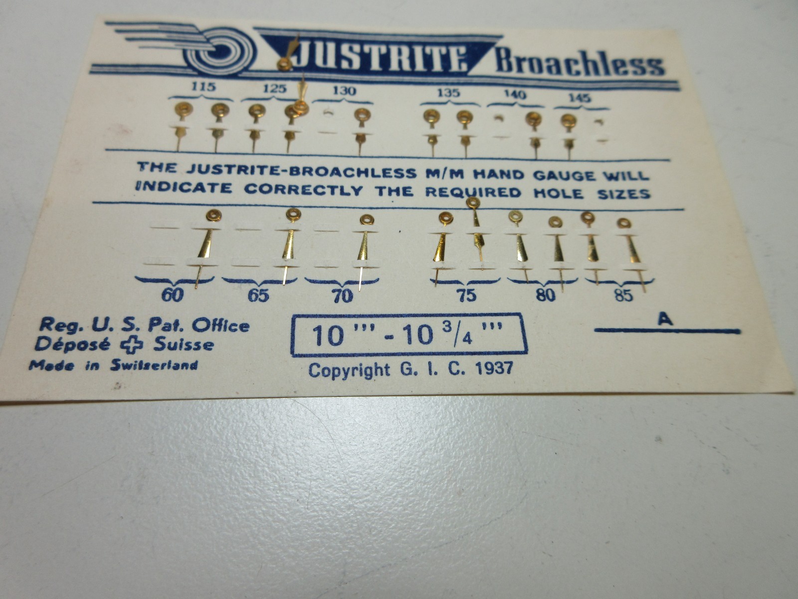 LOT JUSTRITE WATCH HANDS 10”’ 10 3/4”’ WATCHMAKER REPLACEMENT PARTS #225