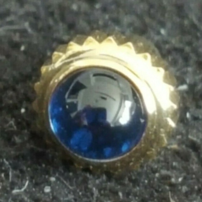 Longines Gold Plated Crown With Blue Cabochon Stone and Gasket Part Number 13-21