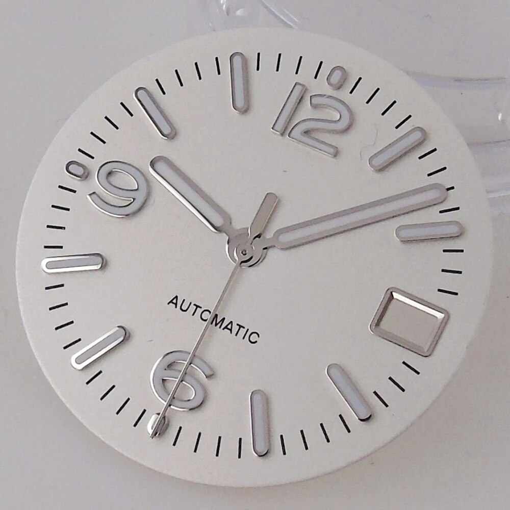 29mm Blue Black White Dial Date Window Fit Automatic NH35 NH36 7S26 Watch Parts