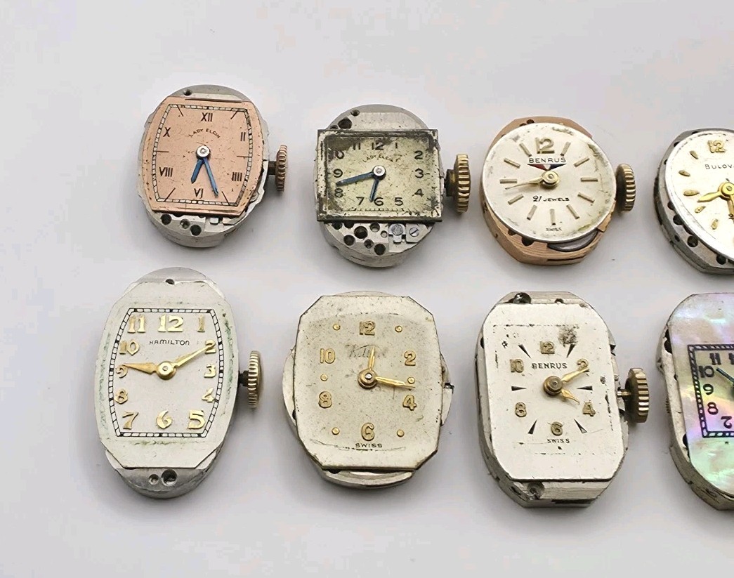 Vtg Lot Of 12 Bulova Benrus Mechanical Wrist Watch Movements For Parts Or Repair