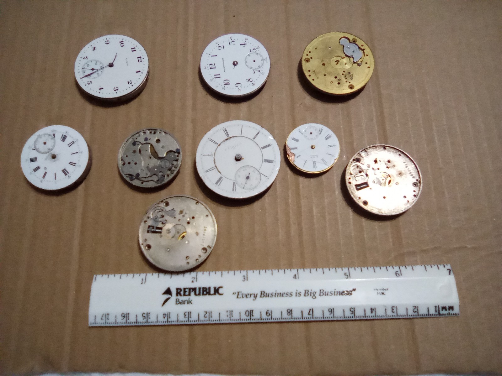 VTG Elgin,Waltham,Nickerbocker Pocket Watch Movements Parts Repair Lot Of 9