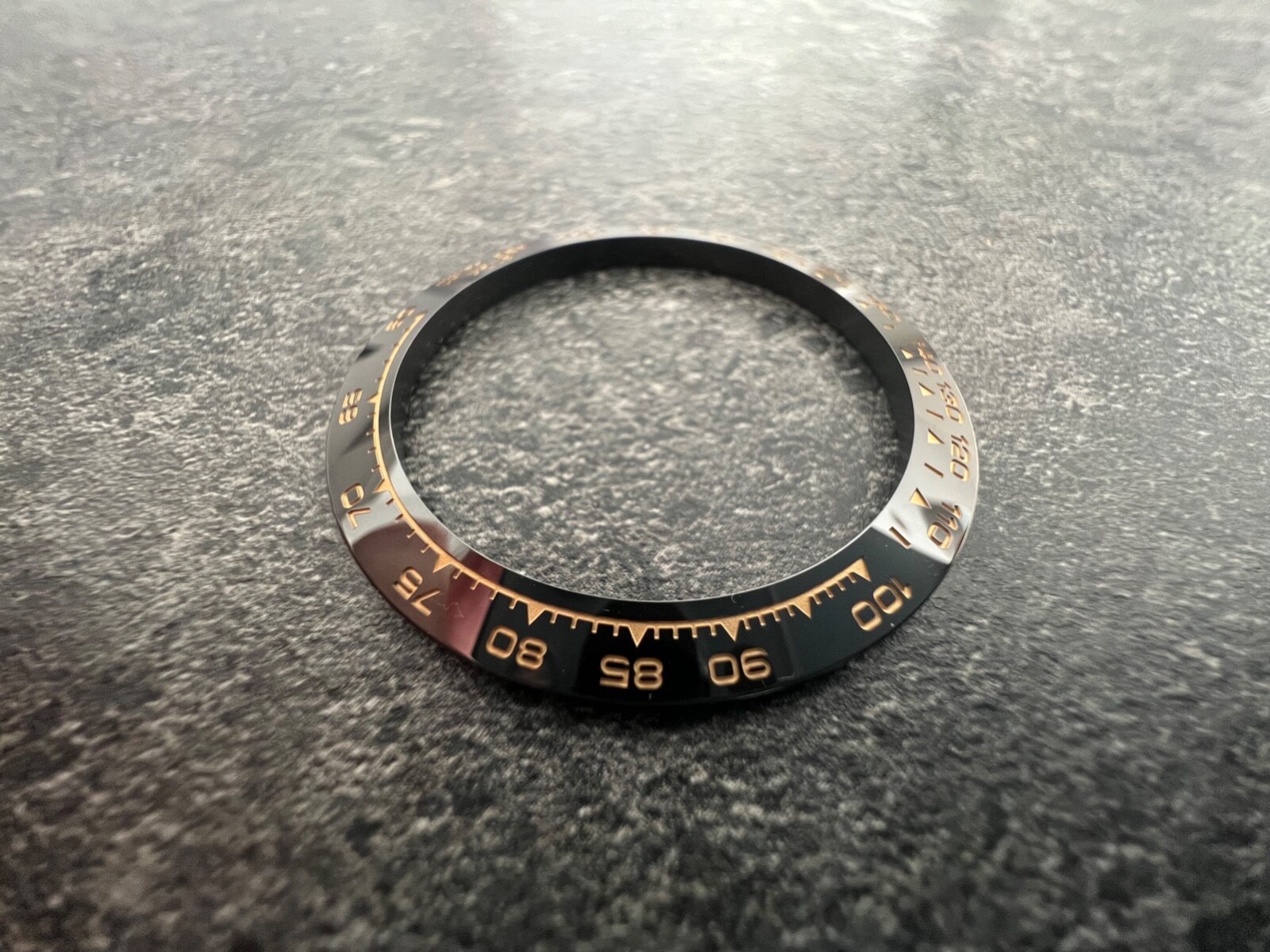 Premium Black Yellow Gold Ceramic Bezel Insert For Rolex Daytona 40 mm 116518