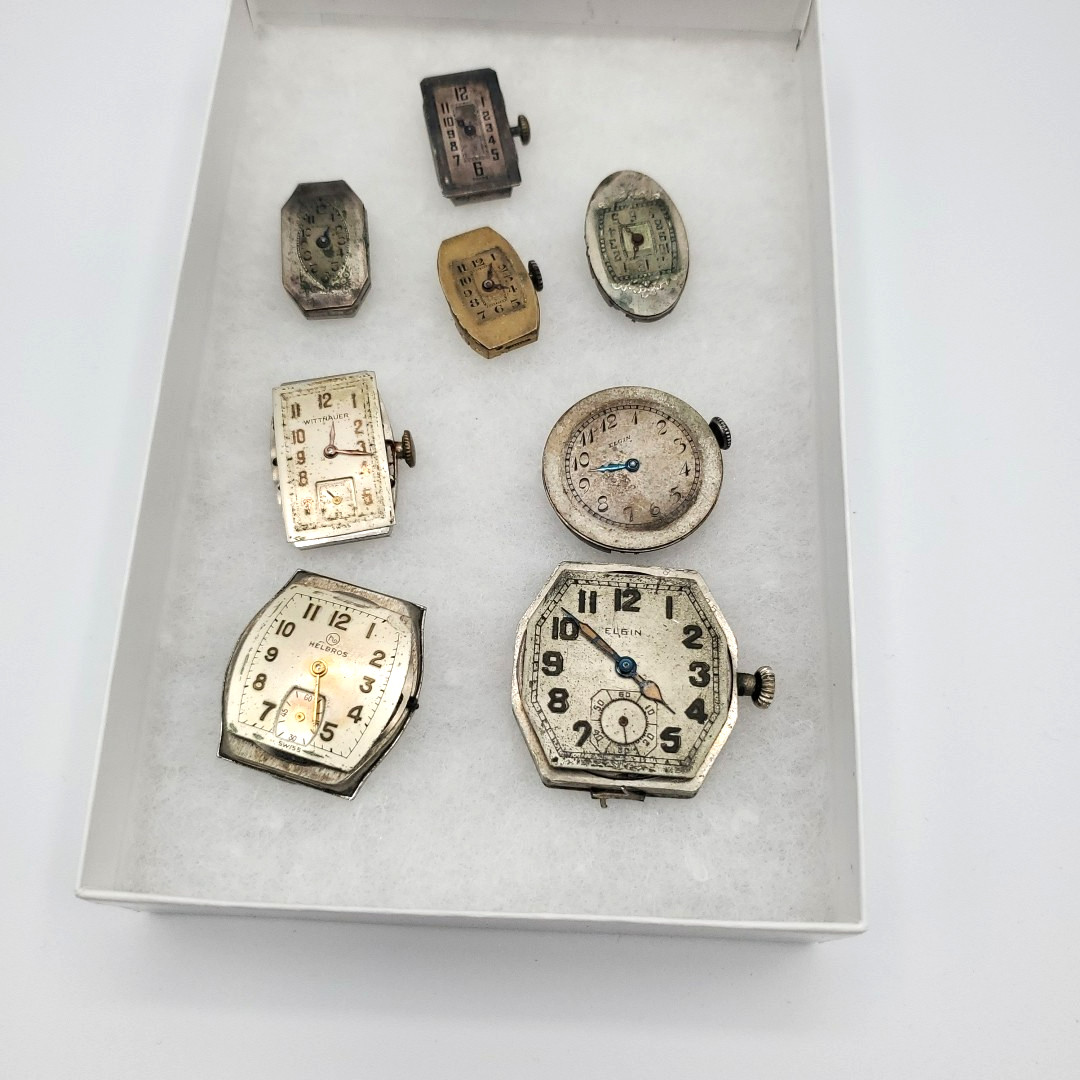 Vintage Elgin 15 Jewels Mechanical Wrist Watch Movement Faces Mechanisms Misc