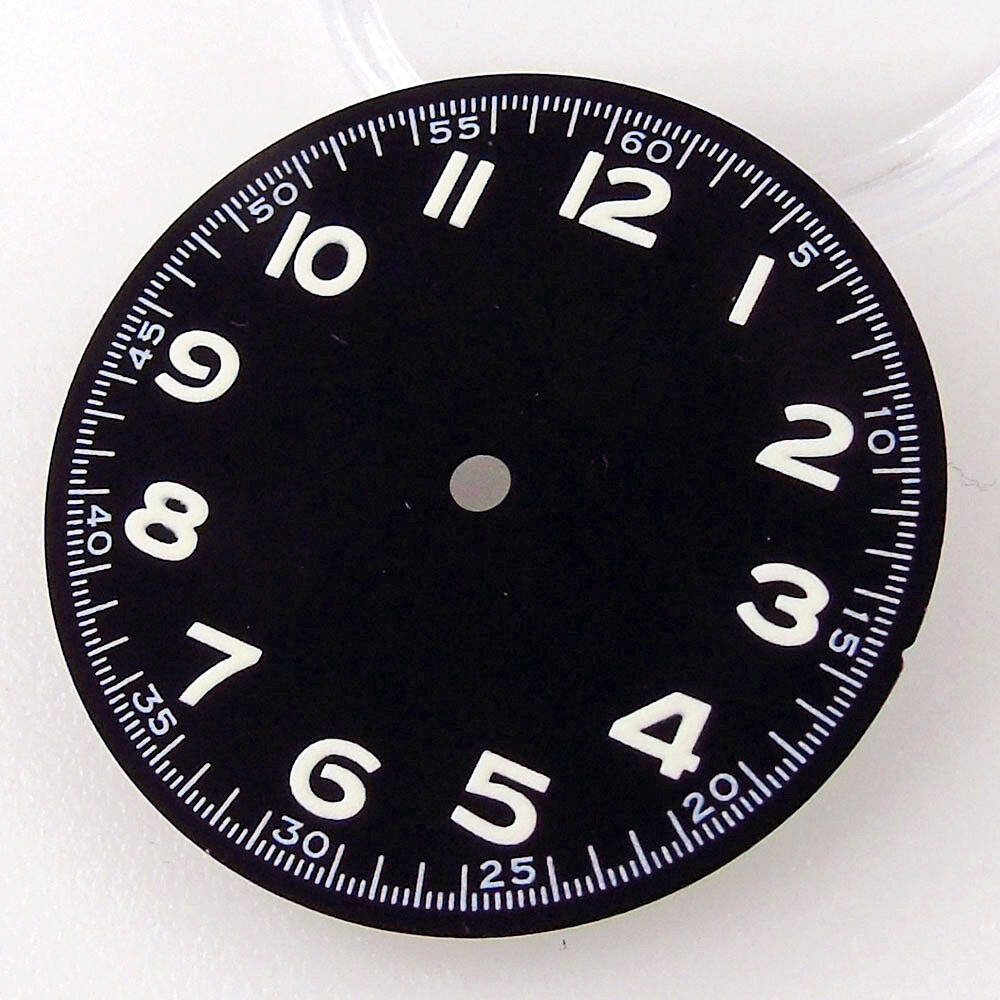 29mm Vintage Black Sterile Dial Face Fit NH35A NH36A Auto Movement Arabic Number