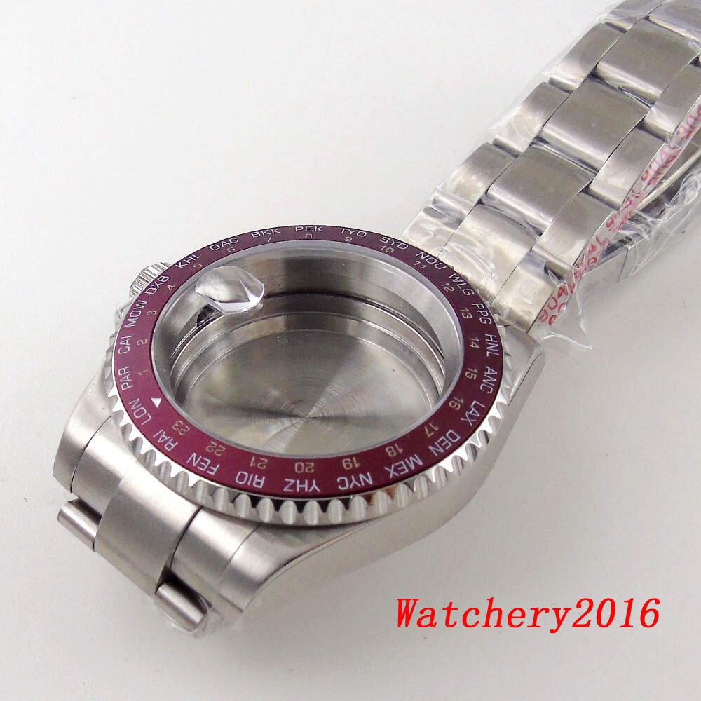 Bliger 40mm Mens Watch Case Fit NH35A NH34 Sapphire Glass Black Aluminum Bezel