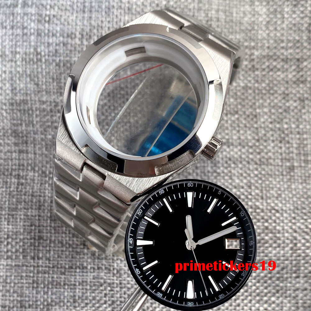 41mm Watch Case Transparent Back Bracelet Sapphire 33mm Dial Hands Fit NH35 Movt