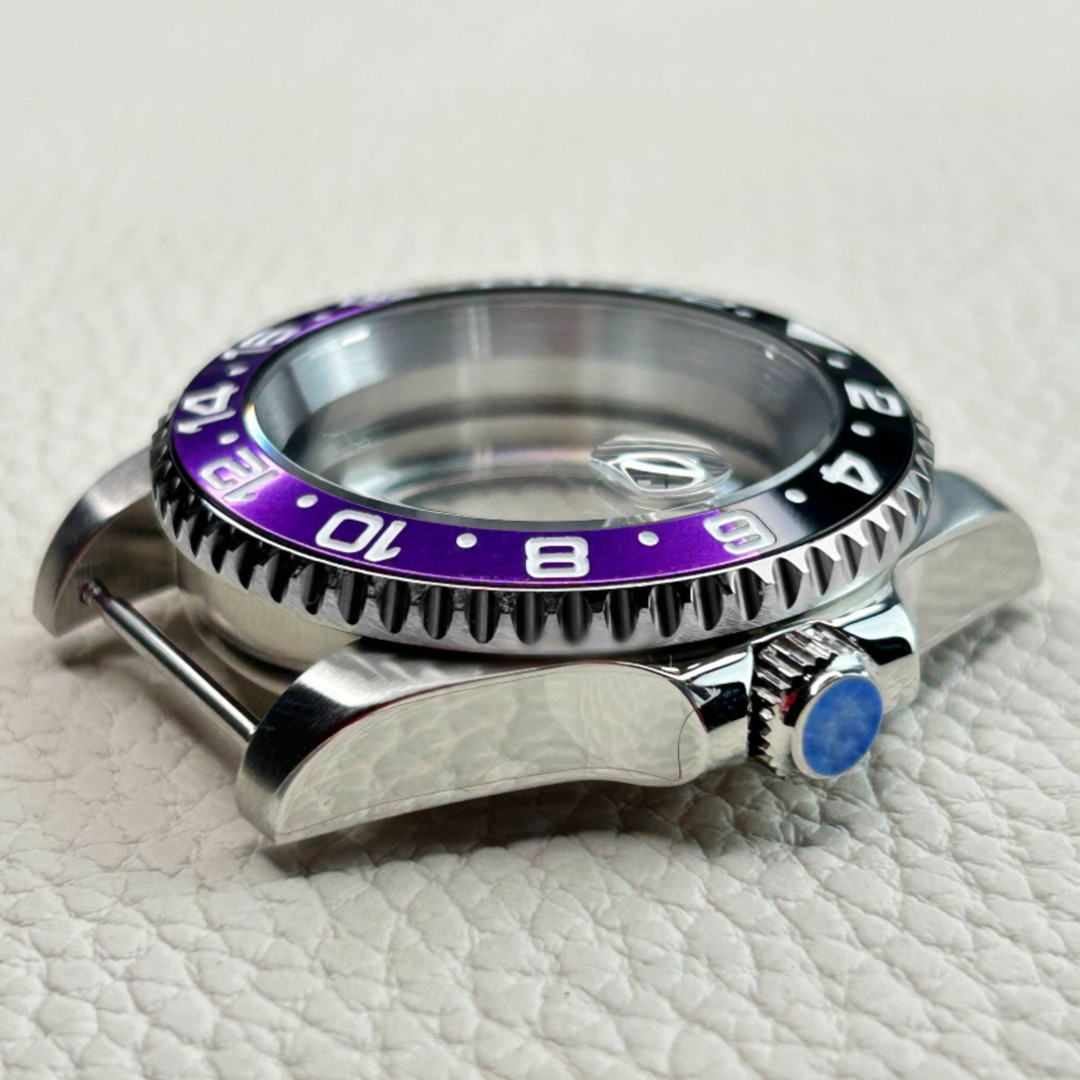 40MM Purple Black 24 Hour bezel Watch Case Sapphire Fit NH34 NH35 NH36 Mod