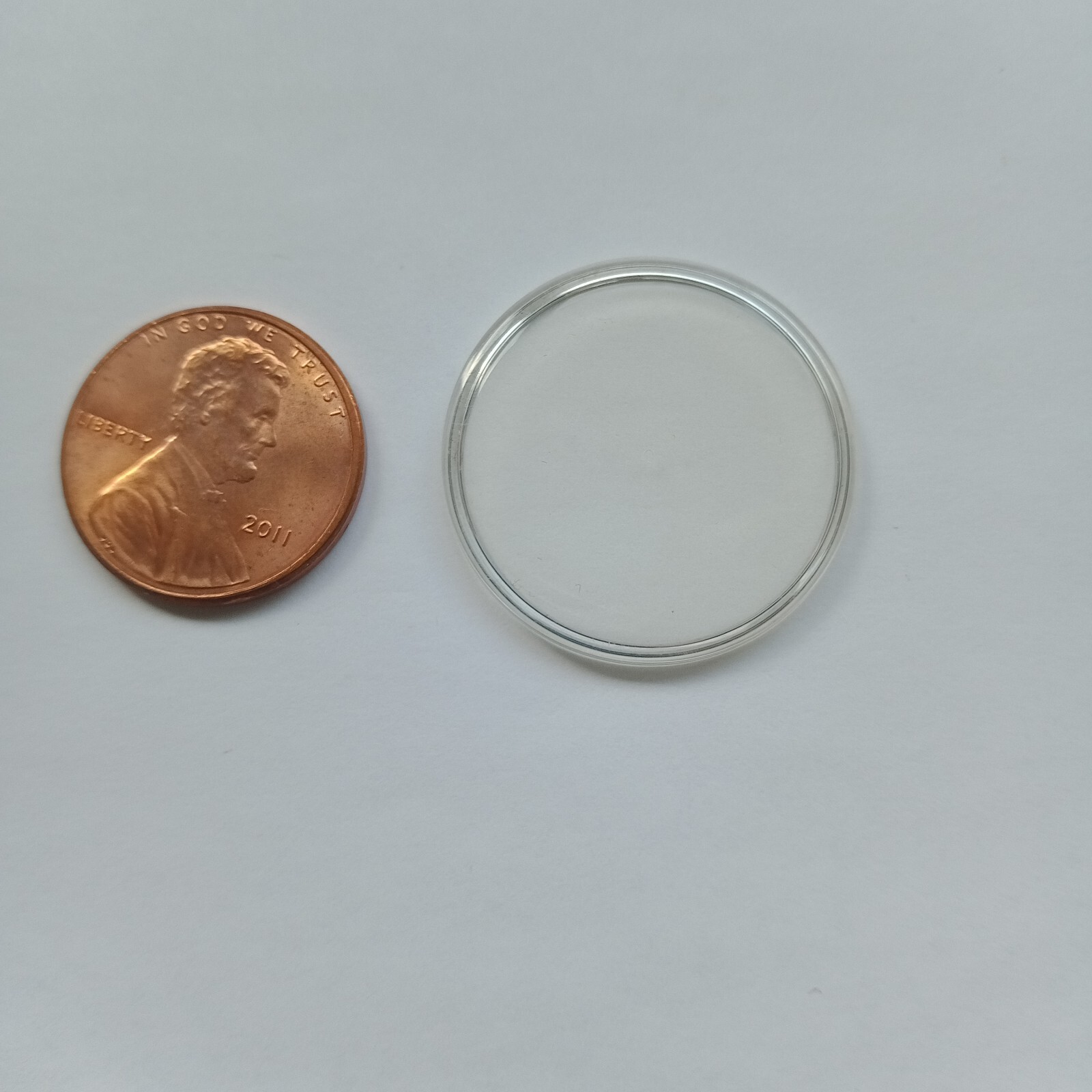 Omega Vintage Plexi Flat Glass with Logo 25.5 mm Parts Swiss Made