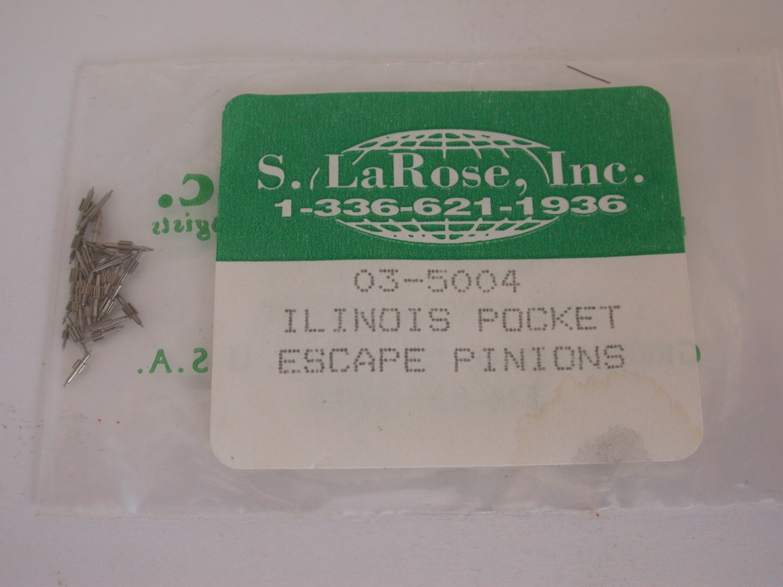 ILLINOIS POCKET WATCH ESCAPE WHEEL PINIONS, AS PACKAGED BY S. LA ROSE – 34MR30