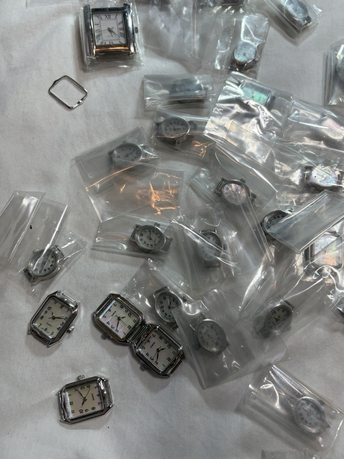 Watchmaker Lot 85 Watch Heads Cases Quartz Parts Repair Silver Spoon Geneva