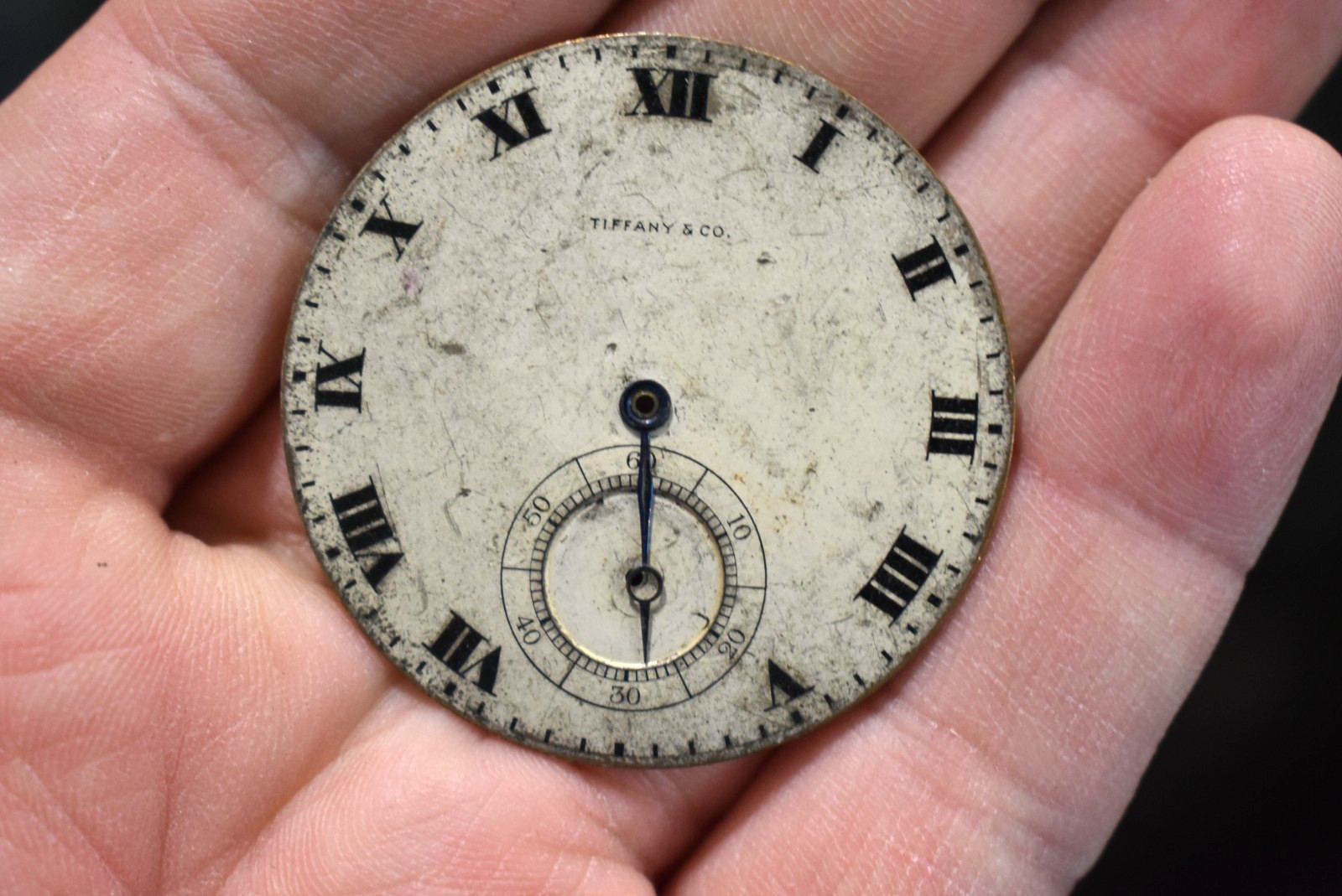 Vintage Tiffany Co 39.40mm 3 Footed Metal Pocket Watch Dial lot.rh