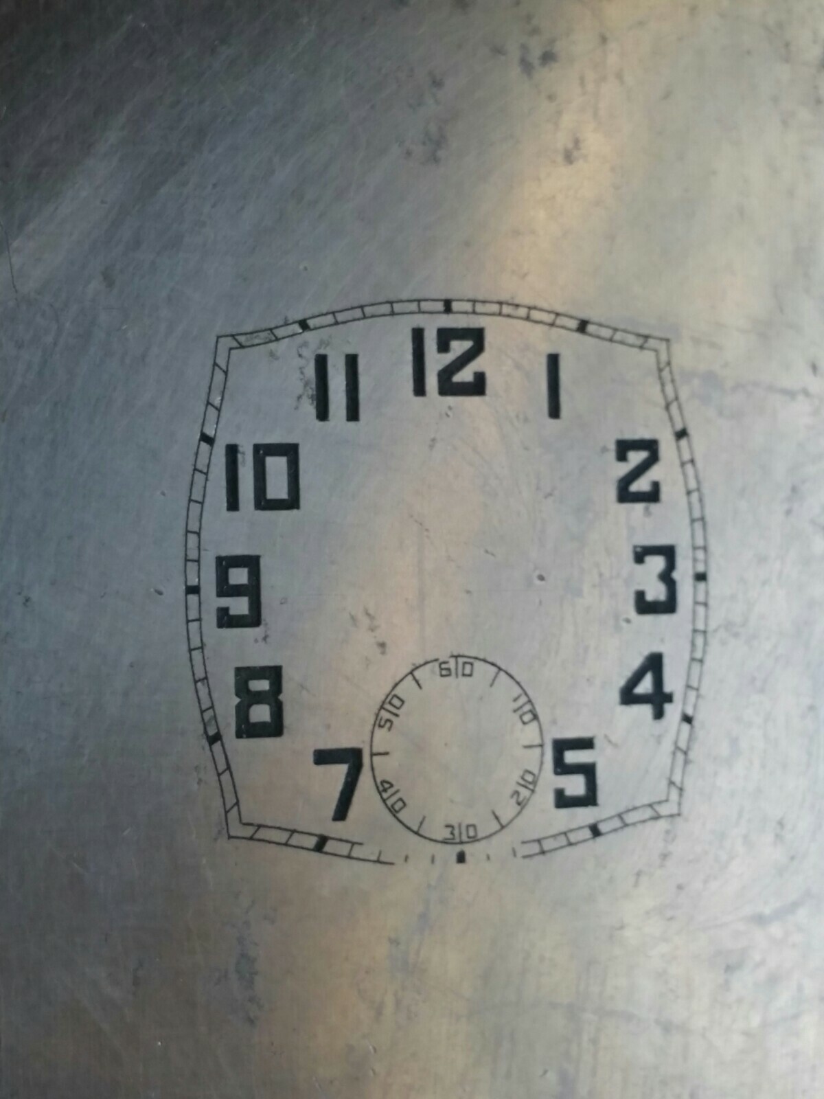 Vintage printing plate for the wrist watch dial refinishing