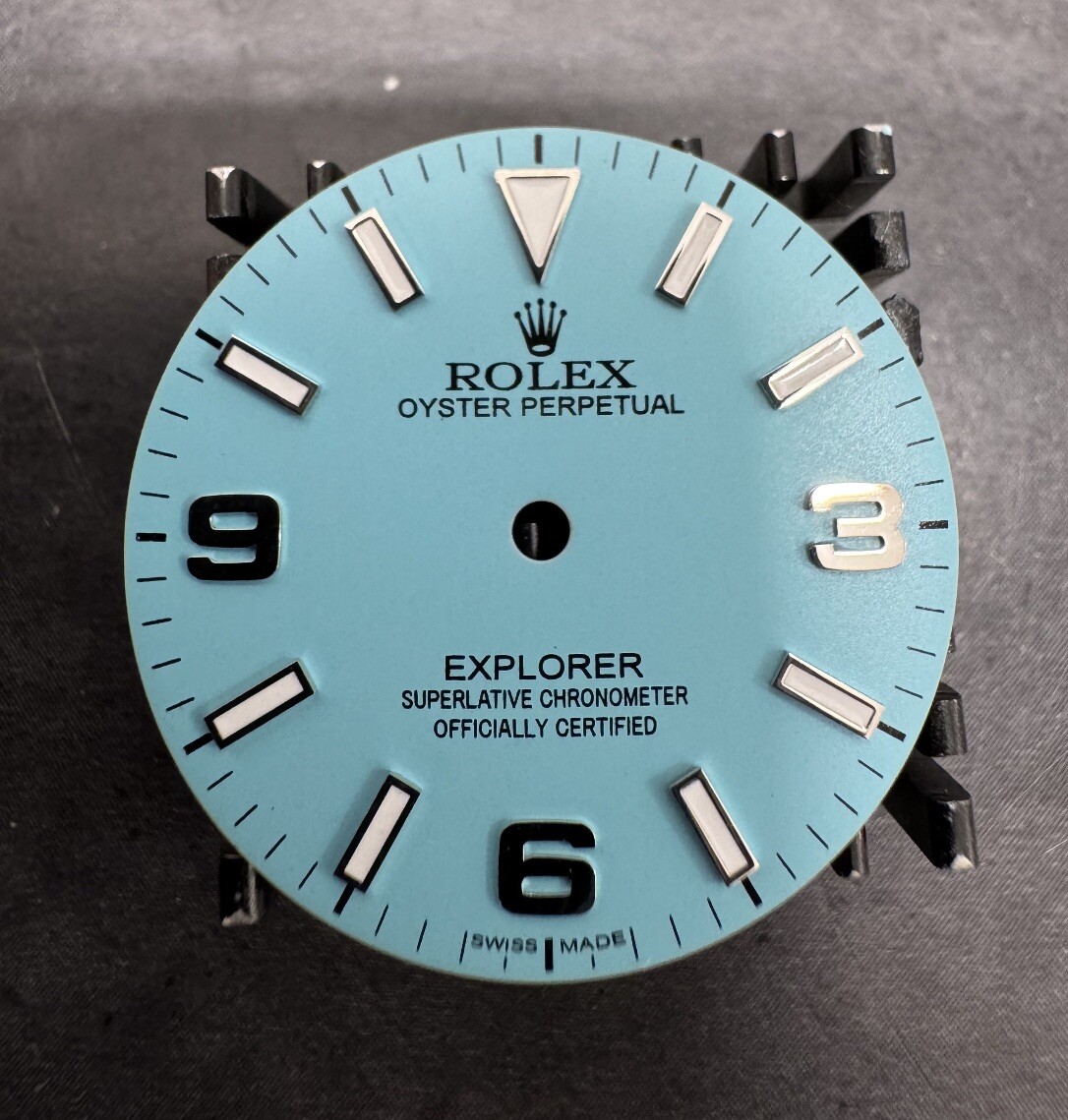 Rolex 36mm Explorer Custom Light Blue Arabic Dial For Models 14270 & 114270
