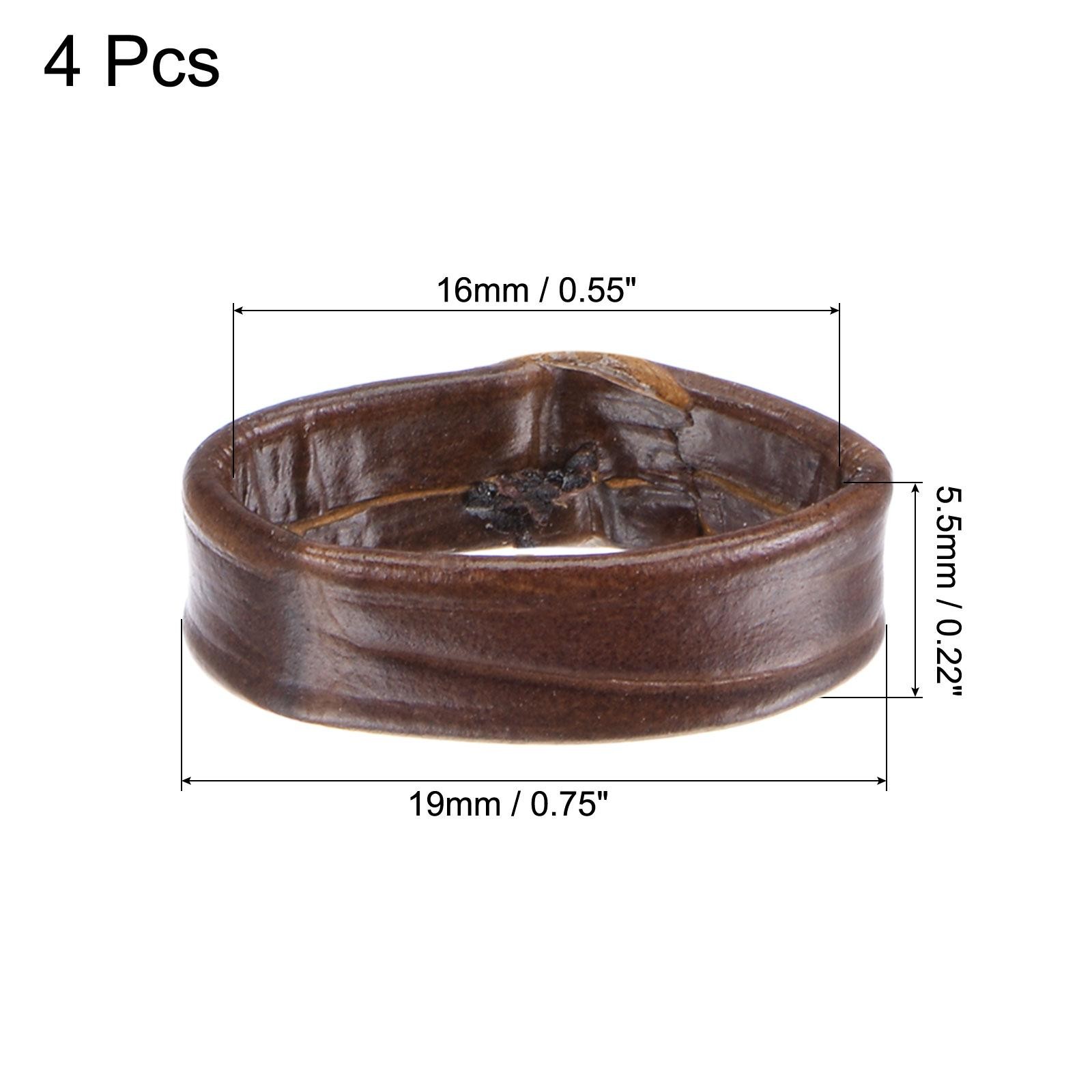 4 Pcs PU Leather Loops Retaining Ring for 16mm Width Watch Band, Dark Brown