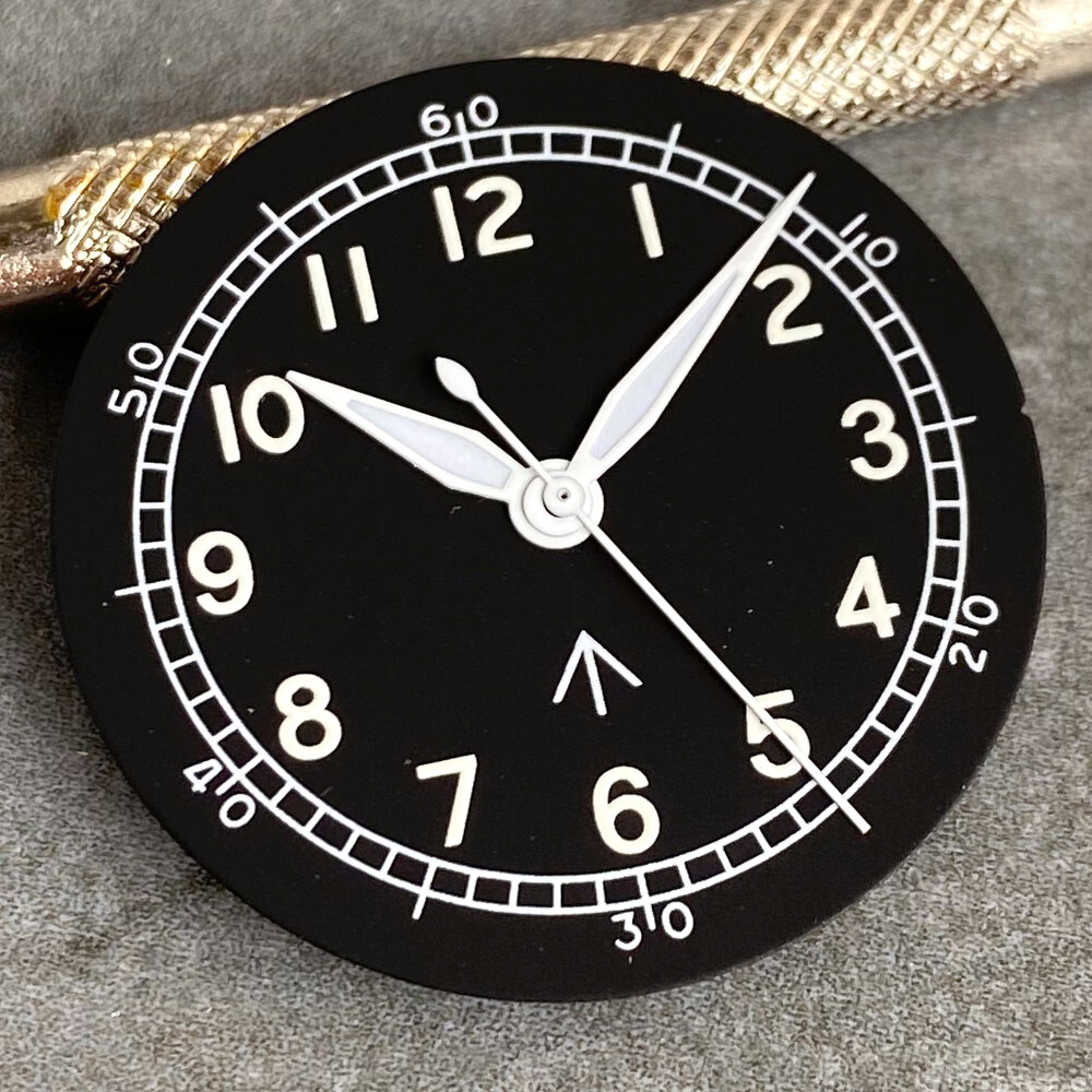 Black White Watch Dial 29mm Lume Mark Yellow Hand Fit NH35 NH36 NH38 Dive Watch