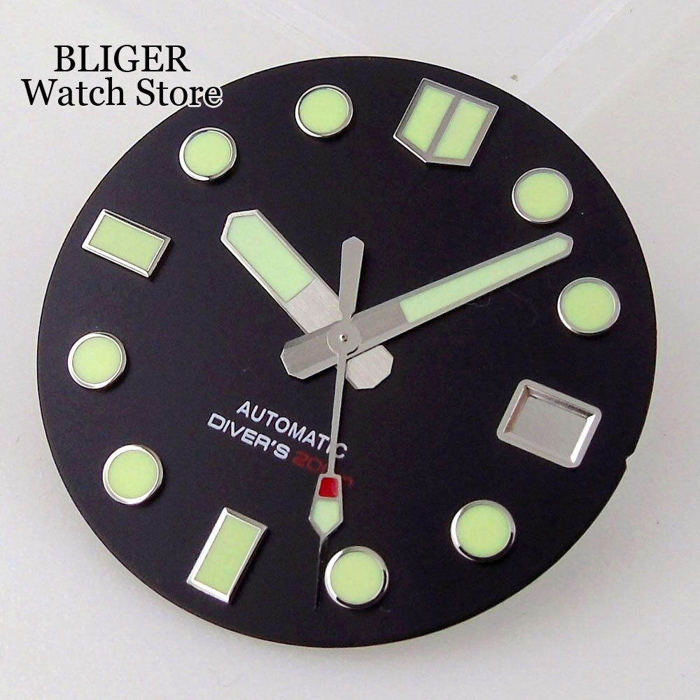 29mm Fit NH35 NH35A Watch Dial Black White Men Watch Lume Parts Accessories Set