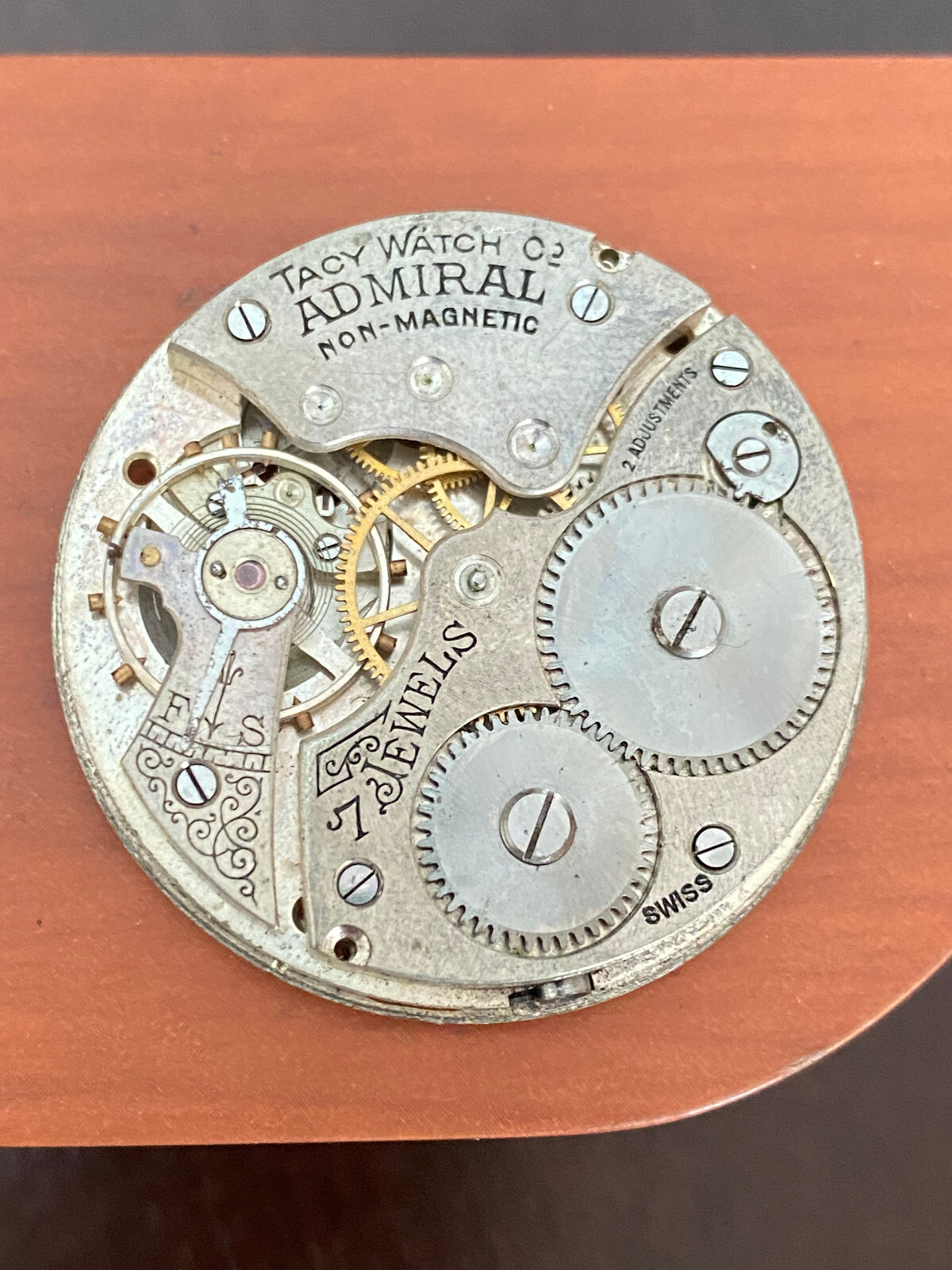 VINTAGE 39.78MM TACY WATCH CO. ADMIRAL POCKET WATCH MOVEMENT , RUNS
