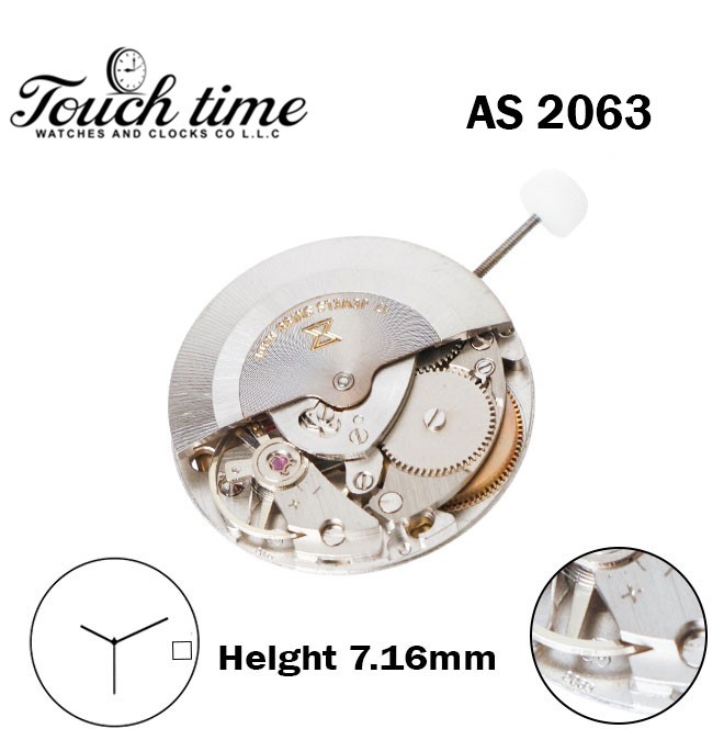 Edox AS 2063 Swiss Automatic Movement-17 Jewels-Date Disk At 3-3 Hands-H:7.16mm.