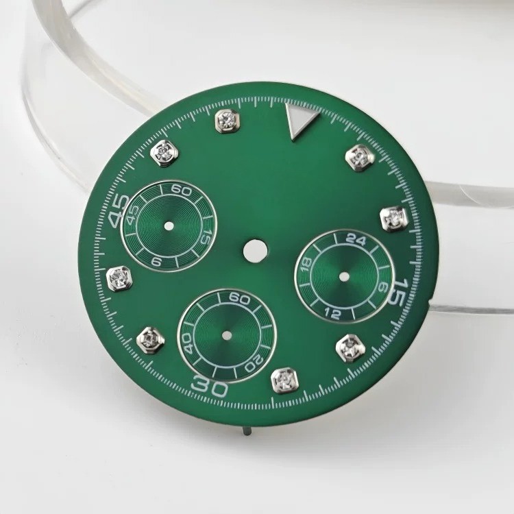 VK63 Chronograph Watch Dial Blue Multi Function Luminous Face Quartz Mod Parts