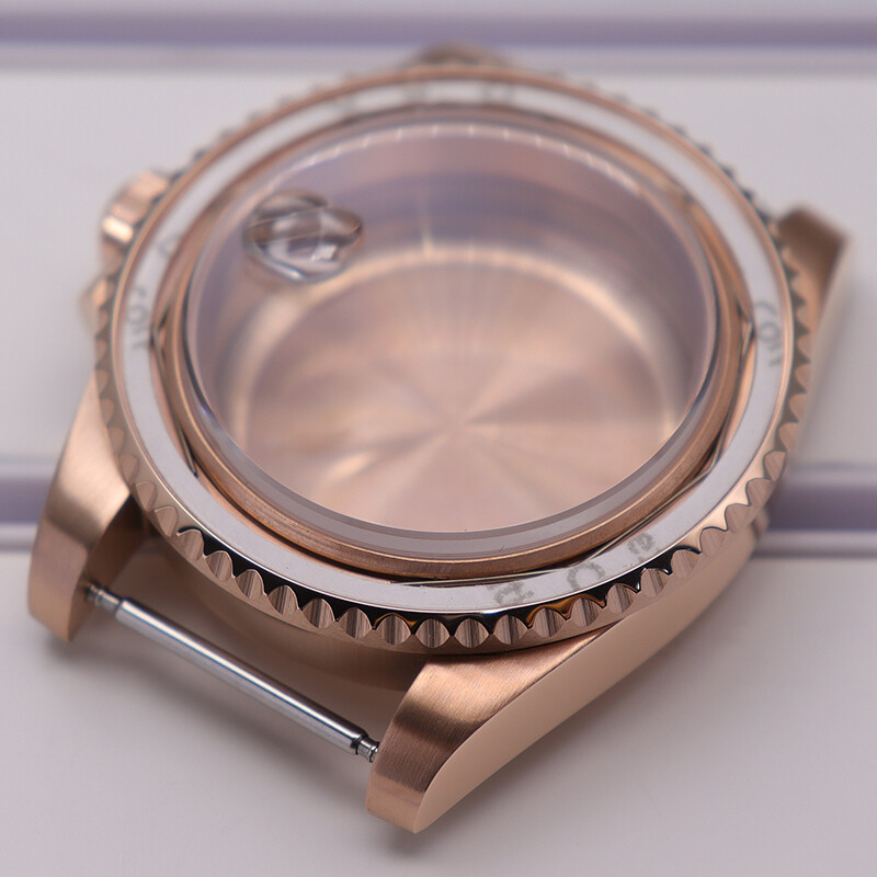 40mm Rose gold Watch Cases sapphire glass For Seiko Nh35 Nh36 Movement SUB GMT
