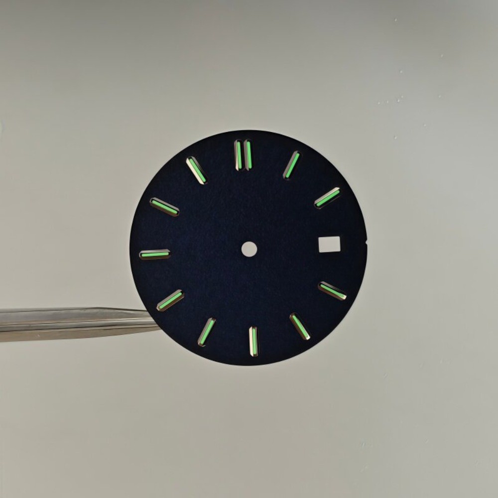 31mm Oak Wood Texture Watch Dial Green Lume Fit NH35 NH36 Mod Part