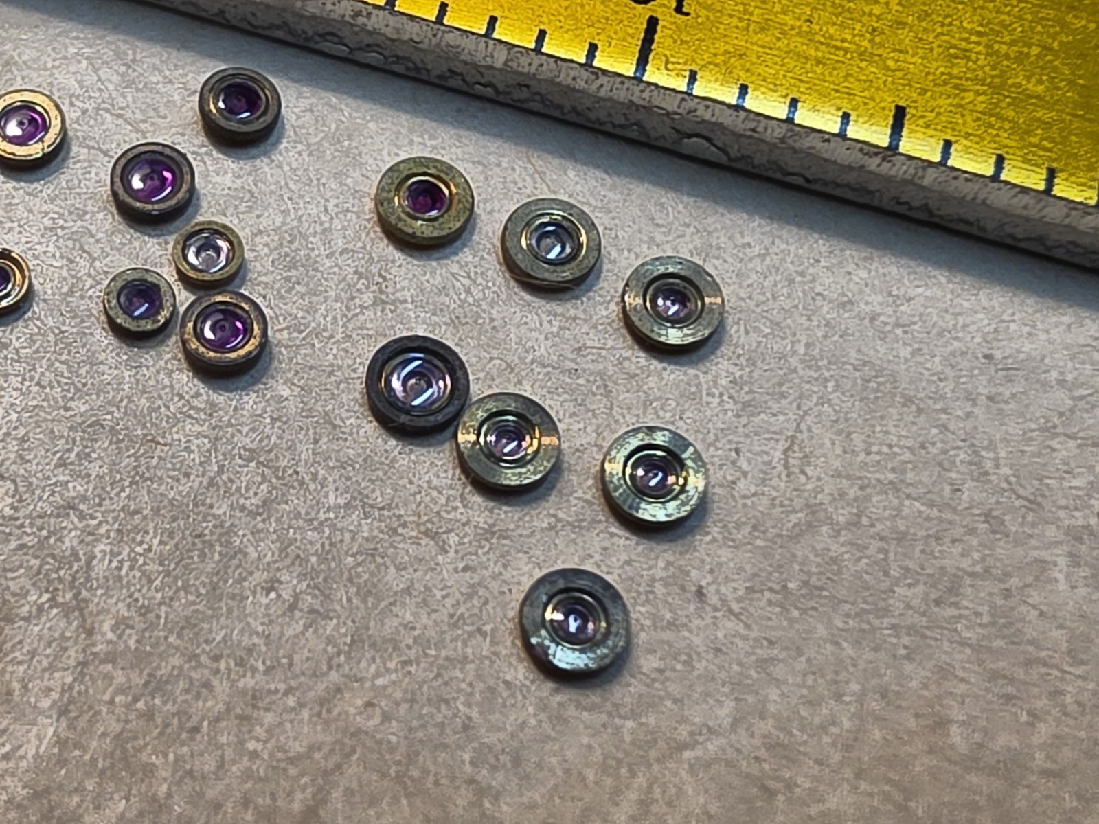 Lot Of 17 Elgin Bracelet Watch Balance Hole Jewels With A Mix Of Sizes