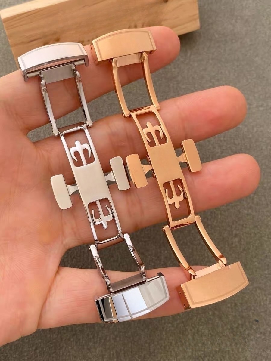 18mm 904L Rose Gold Plated Buckle Clasp Fits Patek Philippe 5176 Rubber Strap