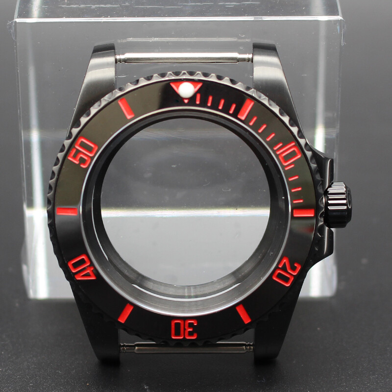 40mm black Watch Cases PVD electroplating For Seiko Nh35 Nh36 Eta 2824 Movement