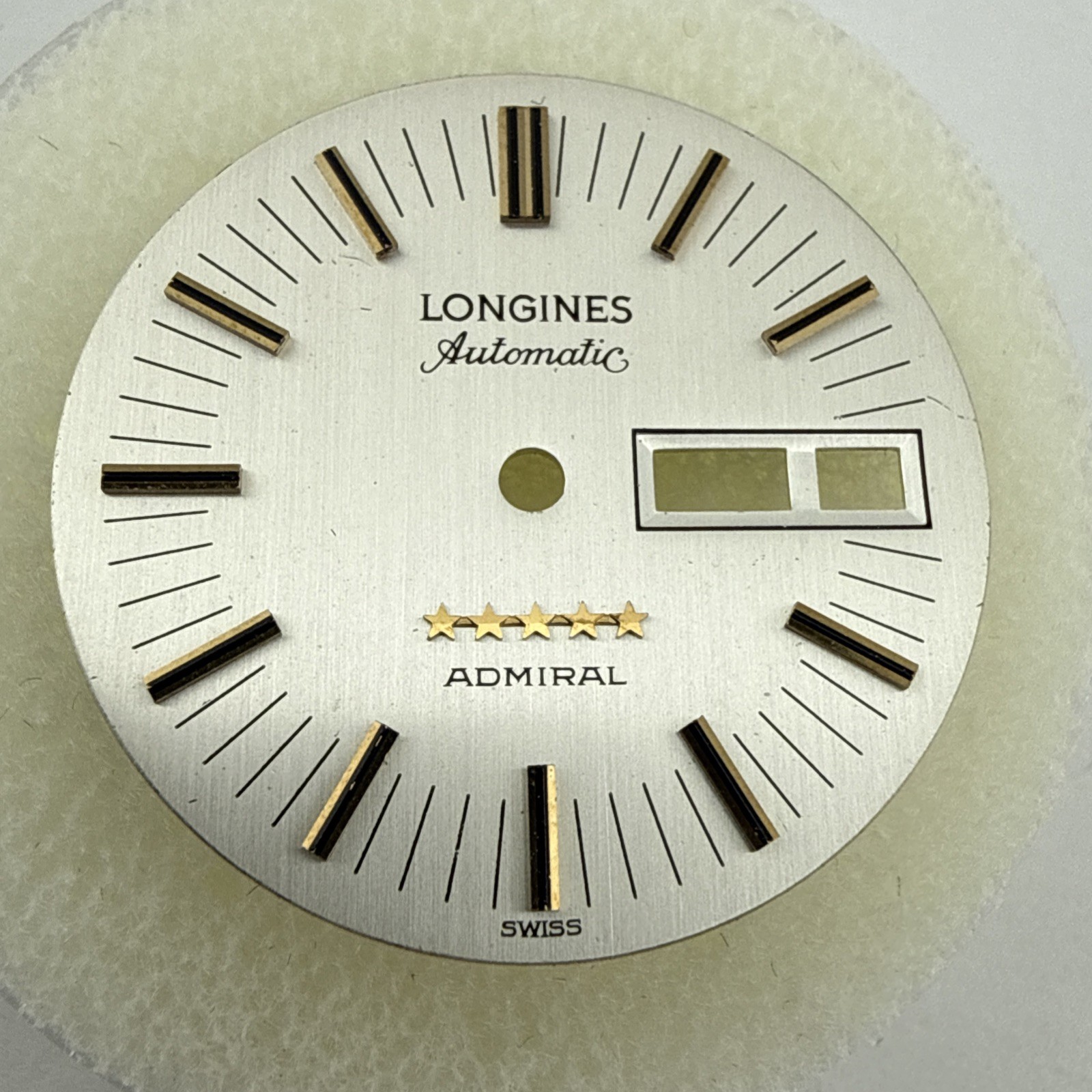 Longines Admiral 5 Star Day & Date Automatic Silver & Gold Watch Dial 28.5mm NOS