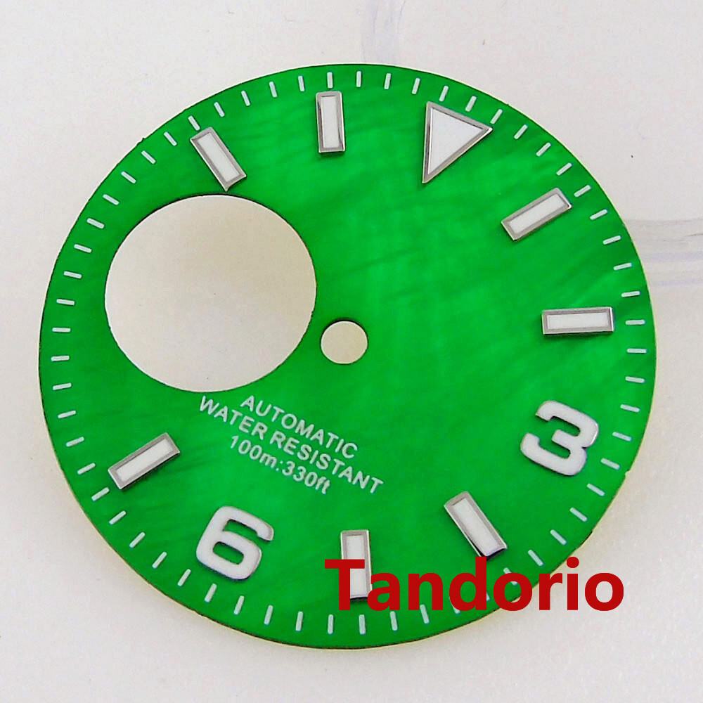 29mm Sterile Black Green Orange Blue White Watch Dial Fit NH38A Movement