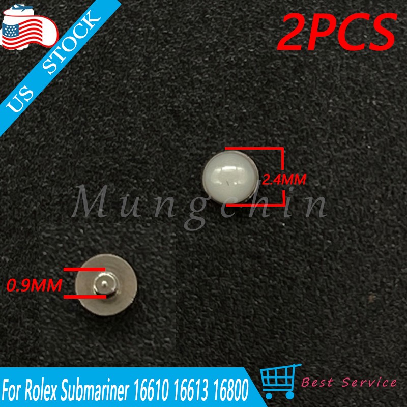 2*Pearl Dot Pip Bezel Insert For Rolex Submariner 16800 16808 16613LB Green Lume