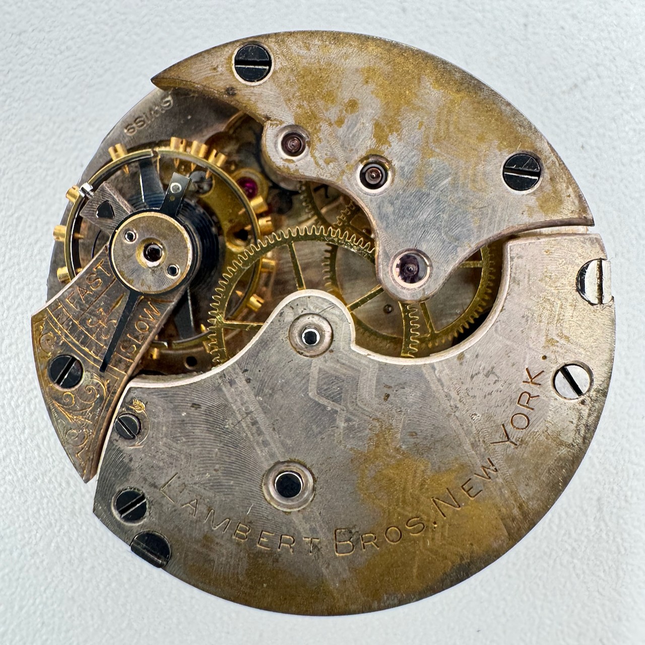 Antique 29mm Lambert Bros Private Label Mechanical Pocket Watch Movement Swiss