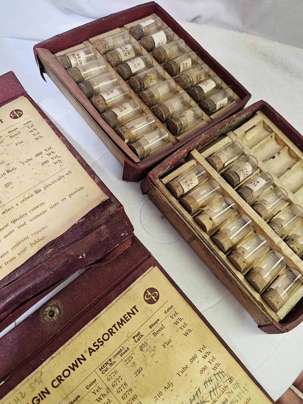 2 Box-Watch Parts Tube/vials ONLY Watch Screw Elgin Crown Assortment- Empty-READ