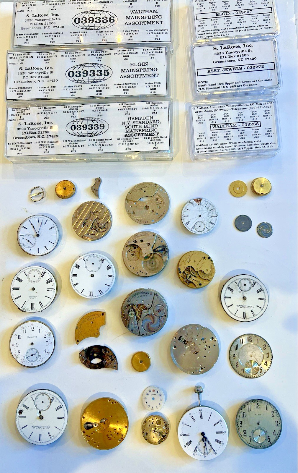 Vintage Watchmaker Estate Lot Movements Tools Parts Howard Elgin Waltham – RARE!