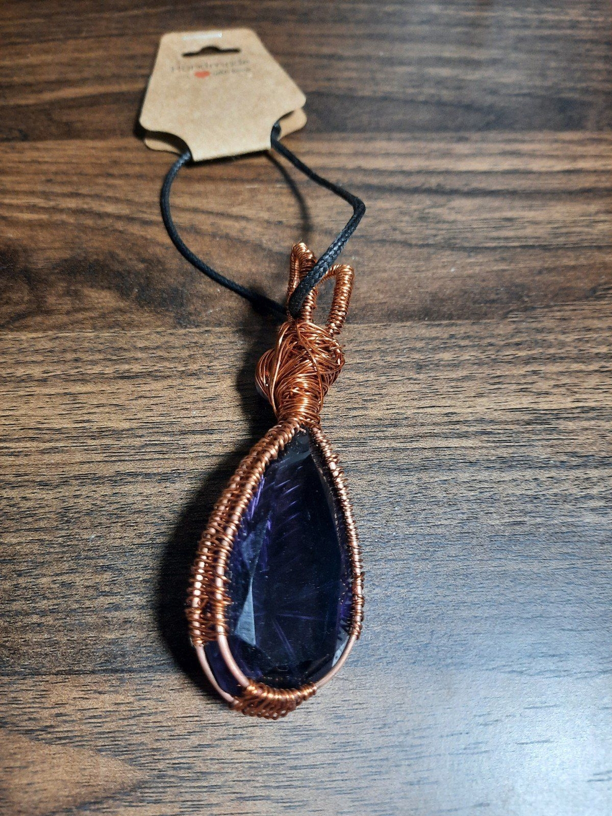 Handmade Wire-Wrapped Pendant Necklace with Amethyst bead
