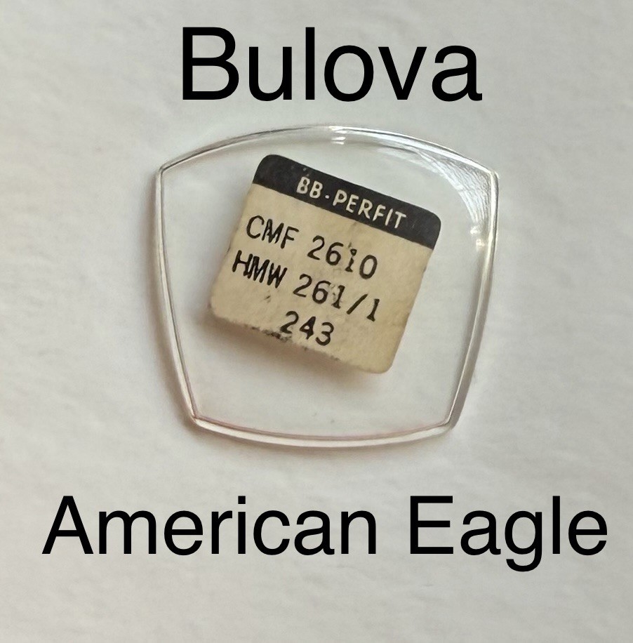 Rare NOS Vintage 1960s Bulova American Eagle Asymmetric Watch Glass Crystal