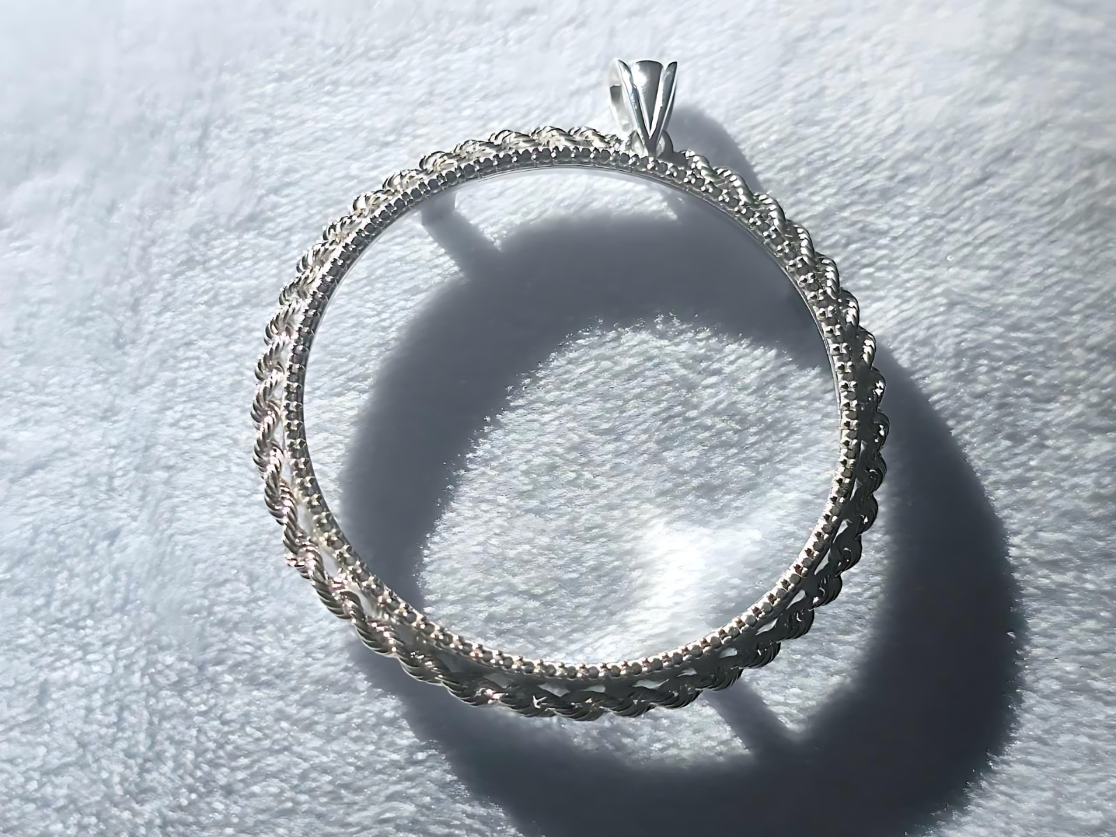 925 Sterling Silver Prong Back Illusion Rope Bezel for 39mm Coins Mexican Cien