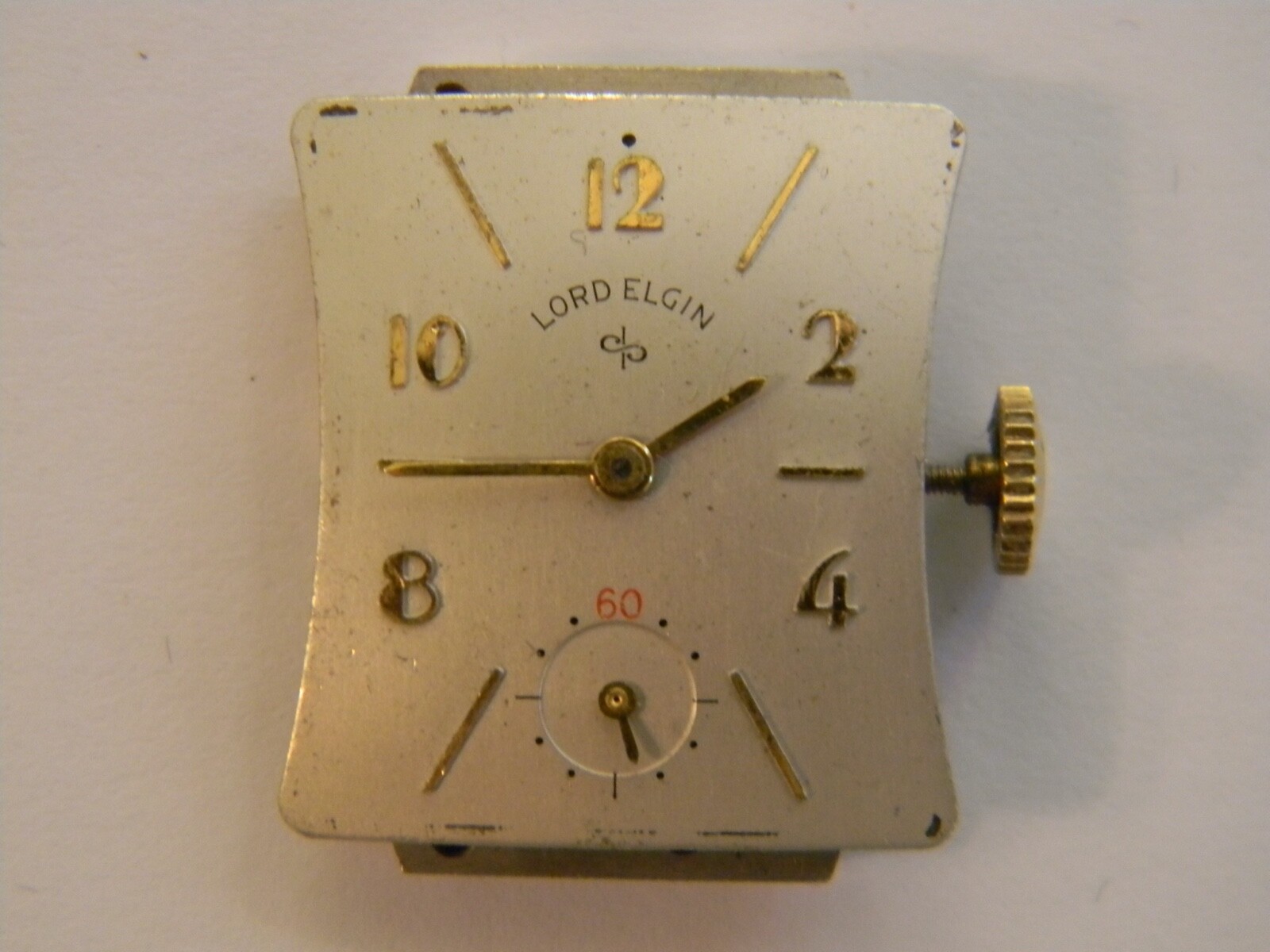 VINTAGE 1951 ELGIN 626 21J 4AP MENS WATCH MOVEMENT – GREAT BOWTIE DIAL – REPAIR