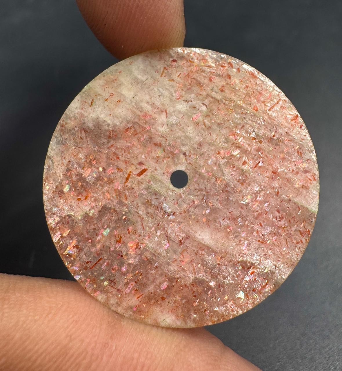 Natural sunstone Watch Dial: 33 mm One Sided Polished stone Round Disk gmc 1102w
