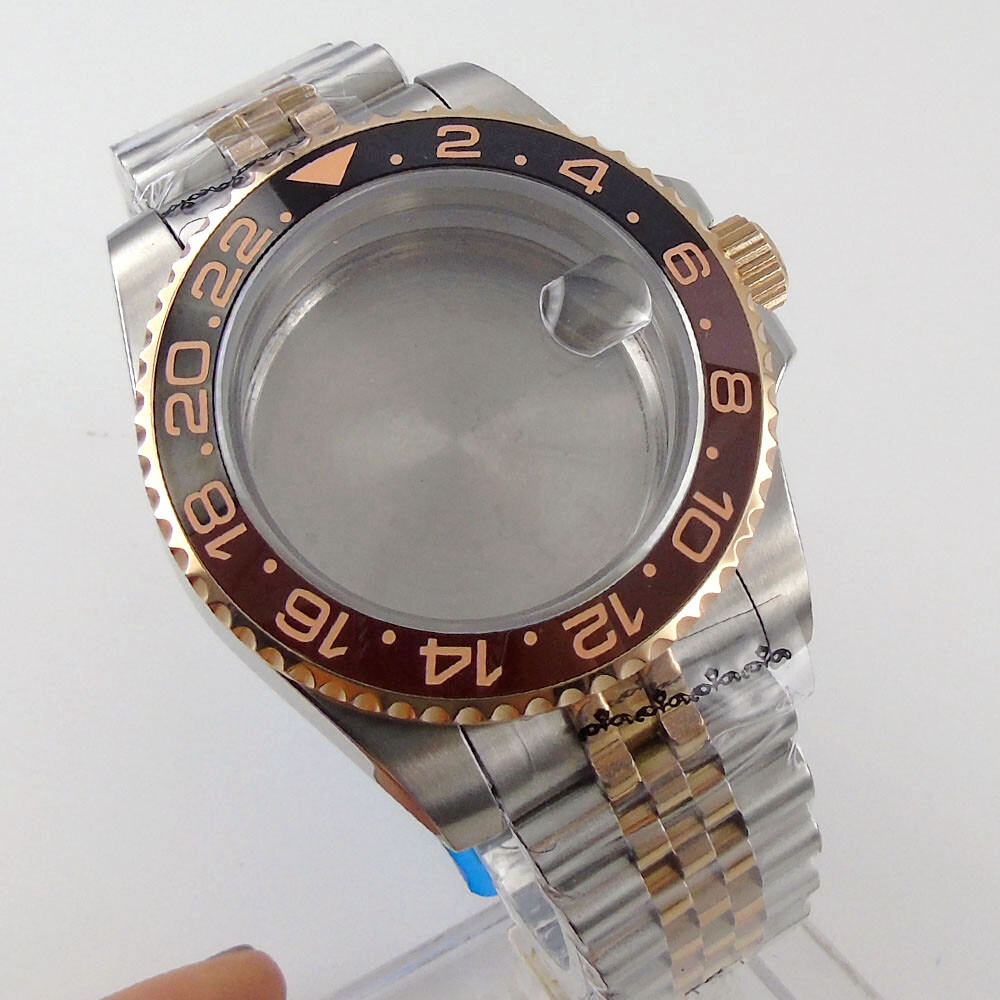 40mm two tone watch case fit for NH35A movement sapphire glass Jubilee bracelet