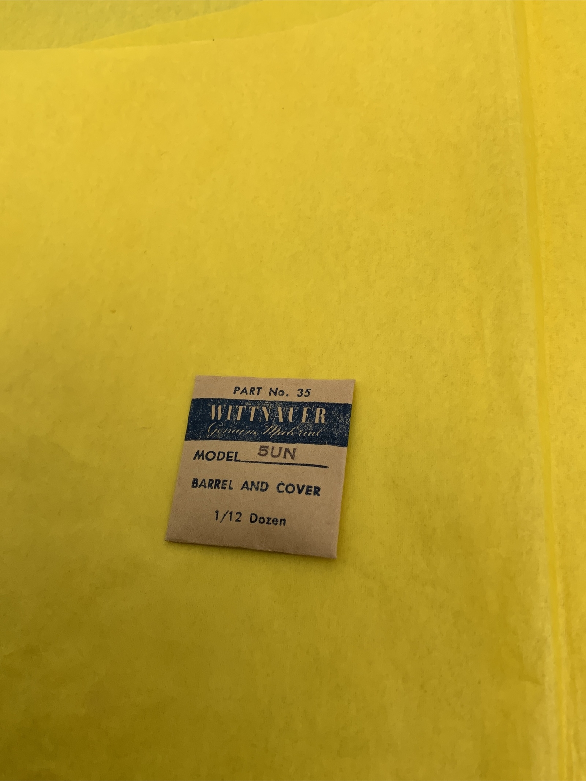 Wittnauer 5UN Barrel And Cover. Part # 182. New Old Stock. (619)
