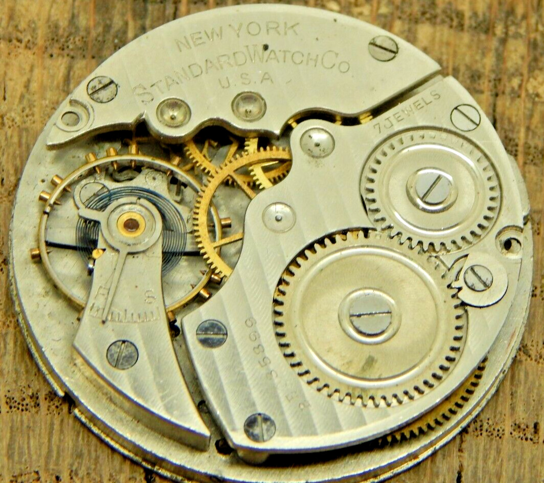 Antique New York Standard Pocket watch movement 12s 7j Grade 170 Model BE C 1914